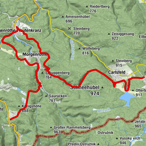 Ridge trail stage 12 with detours to the dam and space exhibition