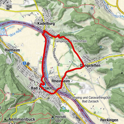 Cross-border Rhine riverside path