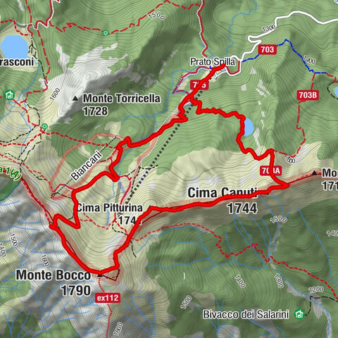 Rifugio Albergo Prato Spilla - Cima Canuti - Monte Bocco - Monte Uomo Morto