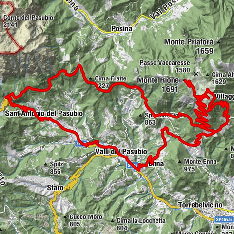 2023-10-17 Monte Rivon da Valli Pasubio S. Caterina Rossi Monte Novegno. Ritorno da Cerbaro Vallortigara Colle Xomo Ponte Verde