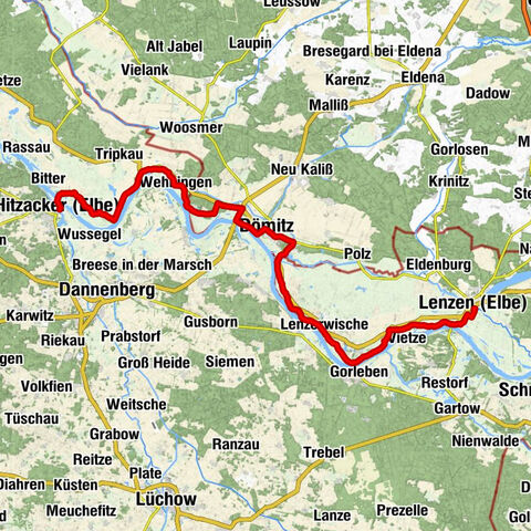 Etappe 4 Vier-Länder-Grenzradweg: Lenzen-Hitzacker
