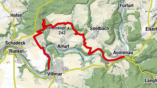Lahnwanderweg 14th stage upstream Villmar - Aumenau
