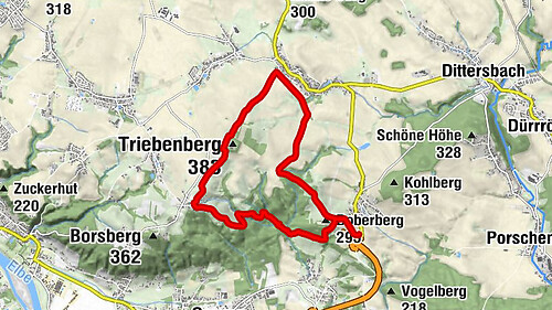 Dresden, Schönfelder Hochland. Doberberg, Richtung Bonmewitz vorbei am Forellenteich und über den Jagdweg nach Zaschendorf. Triebenberg und zurück.