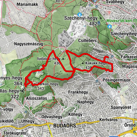 Csillebérci Üdülőtelep - Farkas-hegy - Szekrényes-hegy - Frank-hegy