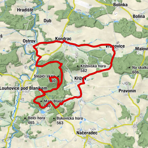 Křížov pod Blaníkem - Svatý Bartoloměj - Velký Blaník - Louňovice pod Blaníkem