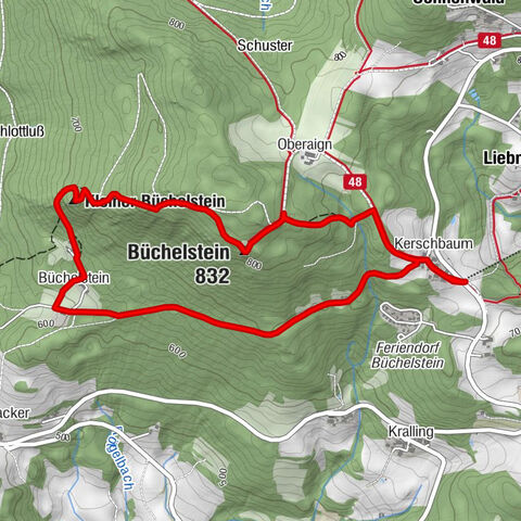 Gasthof zum Büchelstein - Büchelstein - Kleiner Büchelstein - Wallfahrtskapelle Rastbuche