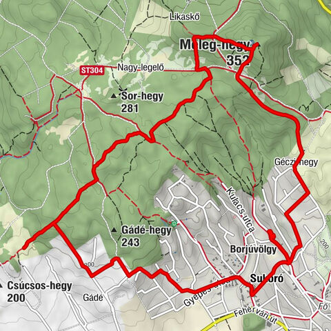 Borjúvölgy - Sukoró - Géczi-hegy - Meleg-hegy