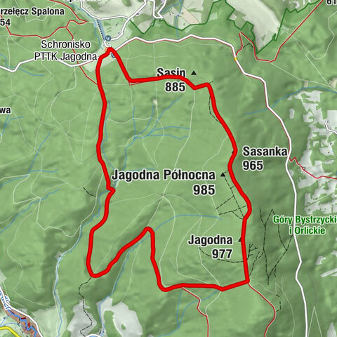 Schronisko PTTK Jagodna - Sasanka - Jagodna Północna - Jagodna