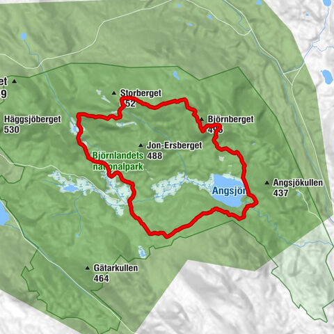 Björnlandet Nationalpark Entré Angsjö - Björnberget - Svärmorskojan - Åsele kommun