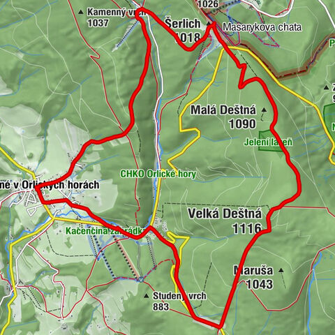 Deštné v Orlických horách - Šerlich - Masarykova chata - Velká Deštná