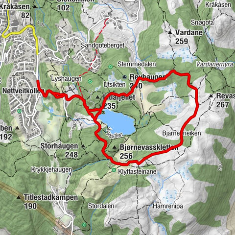 Nøttveitkollen - Bjørnevasskletten - Eventyrskogen - Hamrefjellet