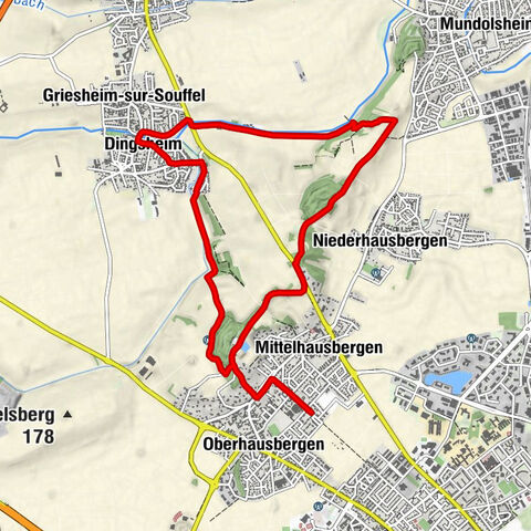 Mittelhausbergen - Oberhausbergen - Holderberg - Griesheim-sur-Souffel