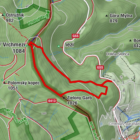 Duszniki-Zdrój - Zielony Garb - Orlica / Vrchmezí - Olešnice v Orlických horách