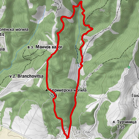 Локорско - Водопади "Локорско" - в.з. Манчов валог - Беримерска могила
