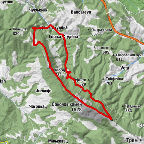 Доња Студена - Мосор - Соколов камен - Девојачки гроб