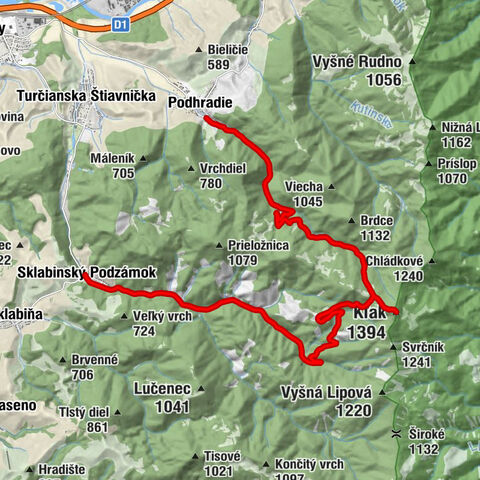Podhradie - Kľak - Košariská - Sklabinský Podzámok