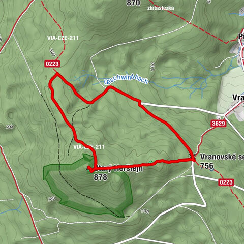 Vranovské sedlo - Starý Herštejn - Pramen potoka Pivoňka