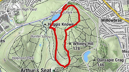 Meadowbank - Whinny Hill - Arthur's Seat - Old Town