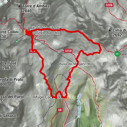 Trek ring to Rifugio Cacciatore and Rifugio Agostini