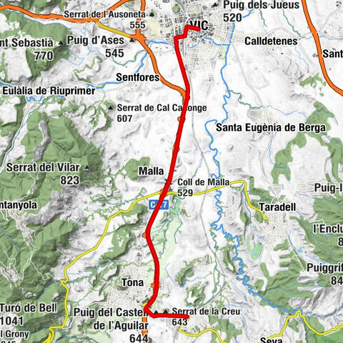 Pont de la Manduca - el Serrat de l'Aguilar - Coll de Malla - Vic