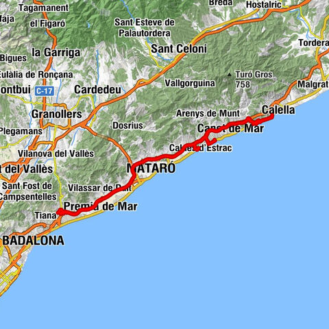 Caldes d'Estrac - Turó de les Garses - Ermita de Sant Pau - Arenys de Mar