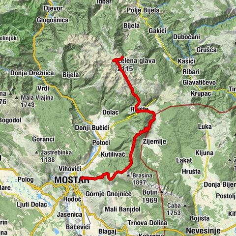 Mostar - Malo Rujište - Zelena glava - Planinarska kuća Jezerce