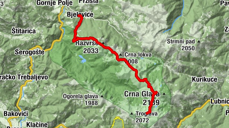 Zekova glava - Crna glavica - Jarčeve strane - Bjeloviće