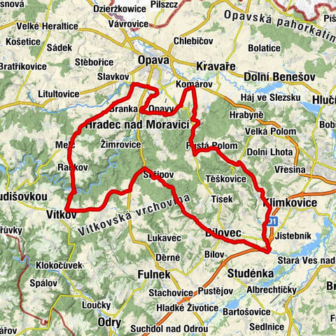 Velké Albrechtice - U hradu - Kaplička - Bílovec