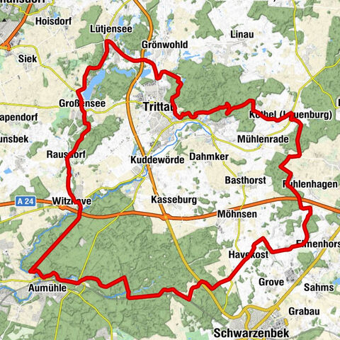 Alter Dorfkrug - Großensee - Großer Hahnheider Berg - Trittau