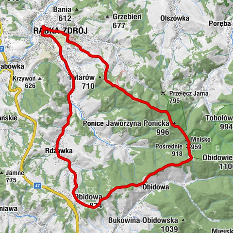 Bednarzówka - Kułakowy Wierch - Obidowa - Jaworzyna Ponicka