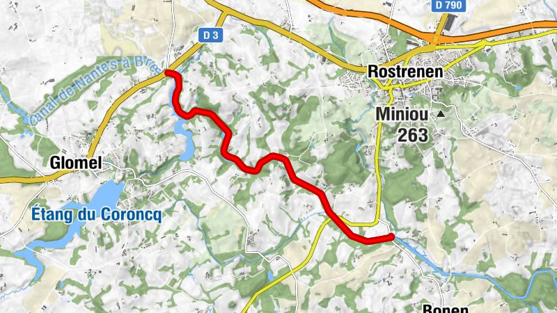 Rostrenen - Pont Auffret - Porzh Pin - Moulin de Keriou