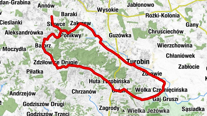 Stawce-Kolonia - Kaplica pw. Matki Bożej Różańcowej - Kościół pw. Narodzenia Najświętszej Maryi Panny - Meczkowa Góra