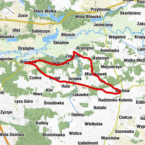 Baranów - Gunsiorska Góra - Dębczyna - Zagóźdź