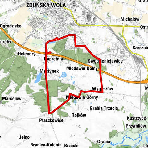 Zduńska Wola - Paprotnia - Marżynek - Młodawin Górny