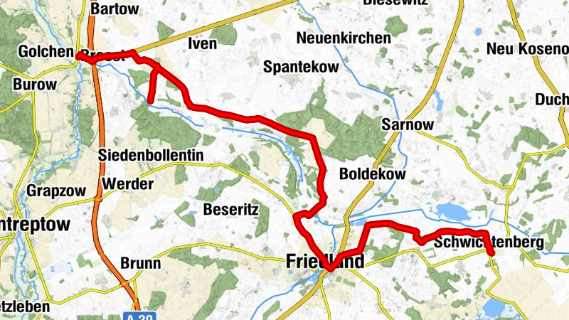 Klempenow - Friedland - St. Nikolairuine - Schwichtenberg