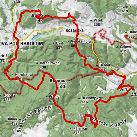 Brezová pod Bradlom Karpaty okruh cez Bradlo.