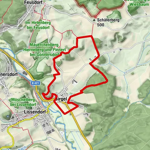 Hirschbergsattel Birgel, Route 1 