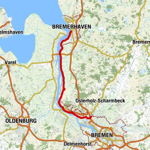 Weser-Radweg Alternativroute, 7. Etappe: Von Bremen nach Bremerhaven