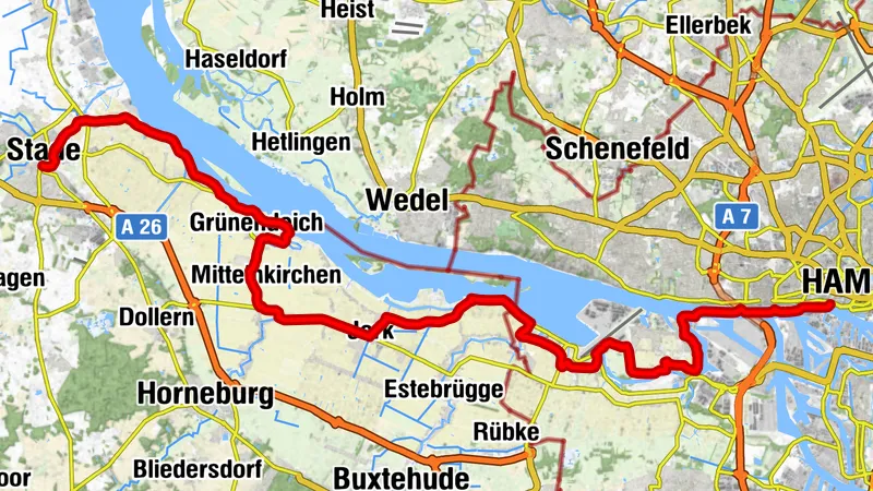 Nordseeküsten-Radweg Etappe 10 - Stade bis Hamburg