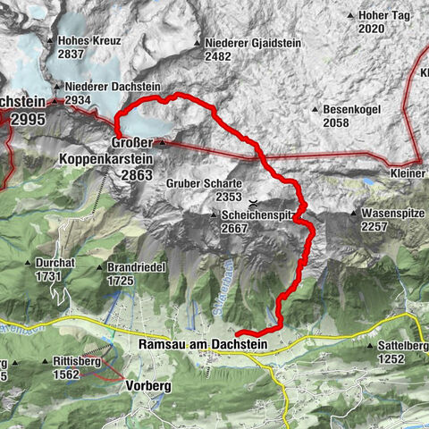 Ramsau am Dachstein: Bergstation Dachstein-Seilbahn - Guttenberghaus - Ramsau