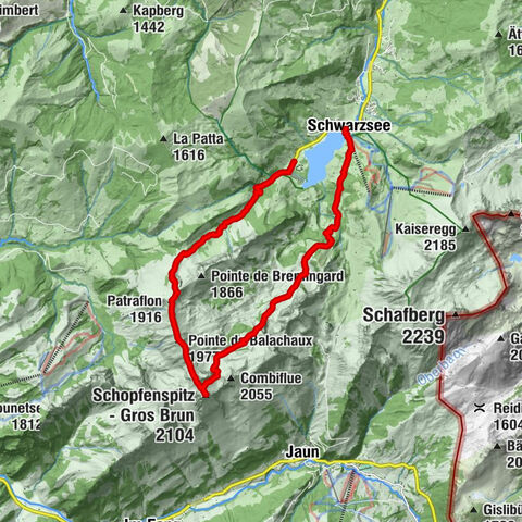 Schwarzsee - Patraflon - Pointe de Balachaux - Schopfenspitz - Combi - Stierenberg - Schwarzsee